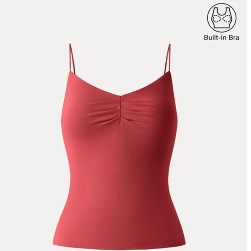 OGL Top Size L NEW Ultrasoft Sweetheart Neck Front Tucked Spaghetti Bra Tops Red